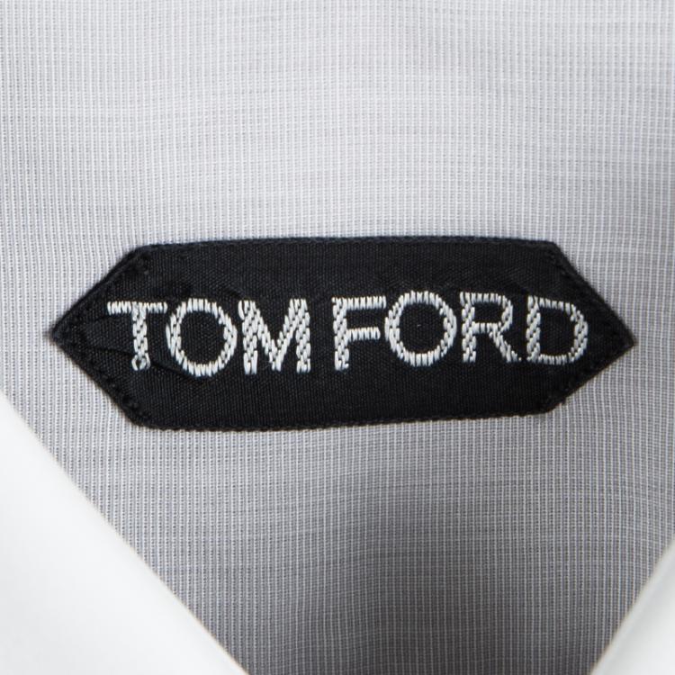 Pre Owned Tom Ford Grey Cotton Contrast Collar Long Sleeve Button Front Shirt XXL