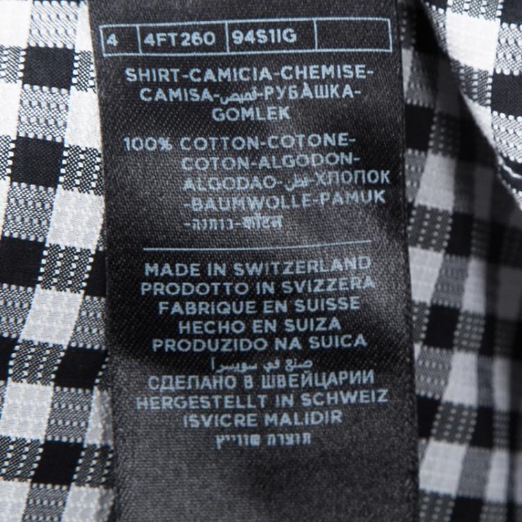 مملوكة مسبقًا Tom Ford Monochrome Gingham Plaid Long Sleeve Button Front Shirt XL