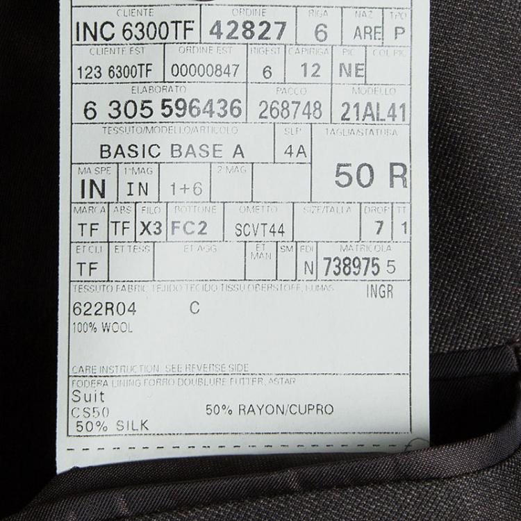 Pre Owned Tom Ford Dark Brown Wool Pant Suit L
