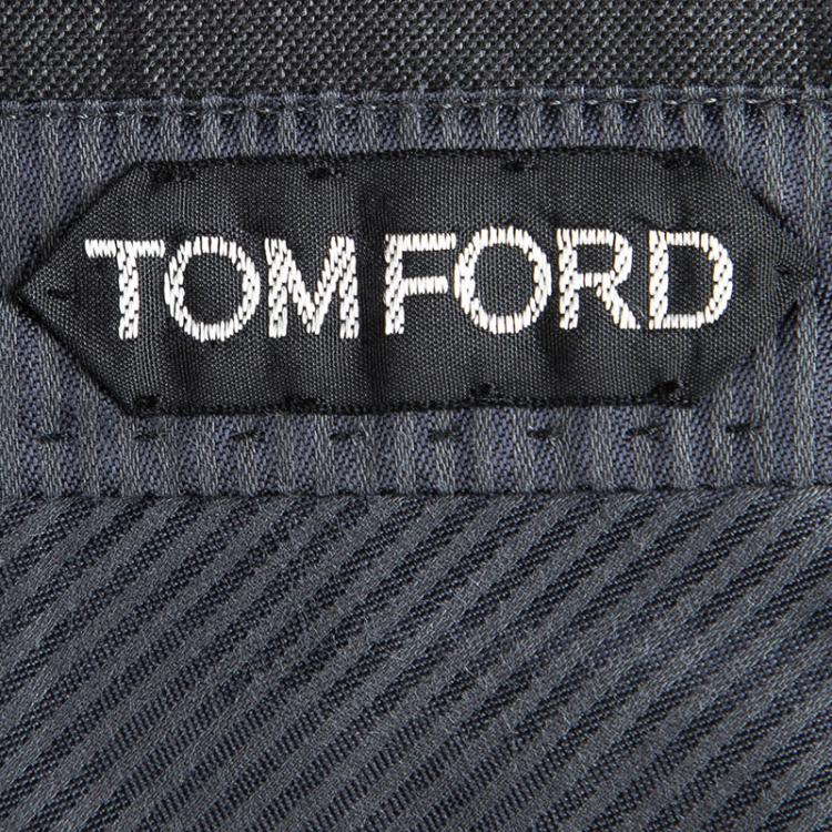 Pre Owned Tom Ford Grey Wool Checked Regular Fit Suit M