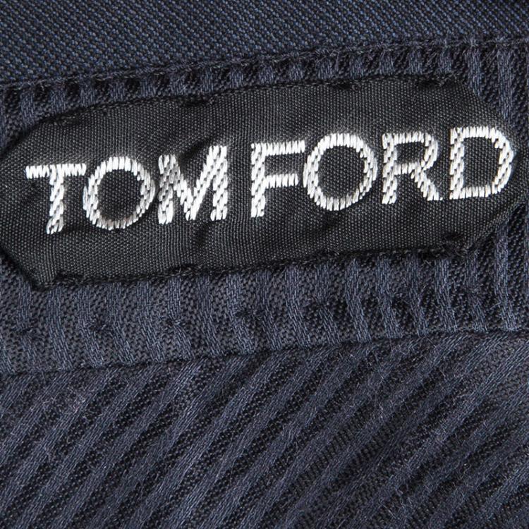 Pre Owned Tom Ford Navy Blue Wool Suit M