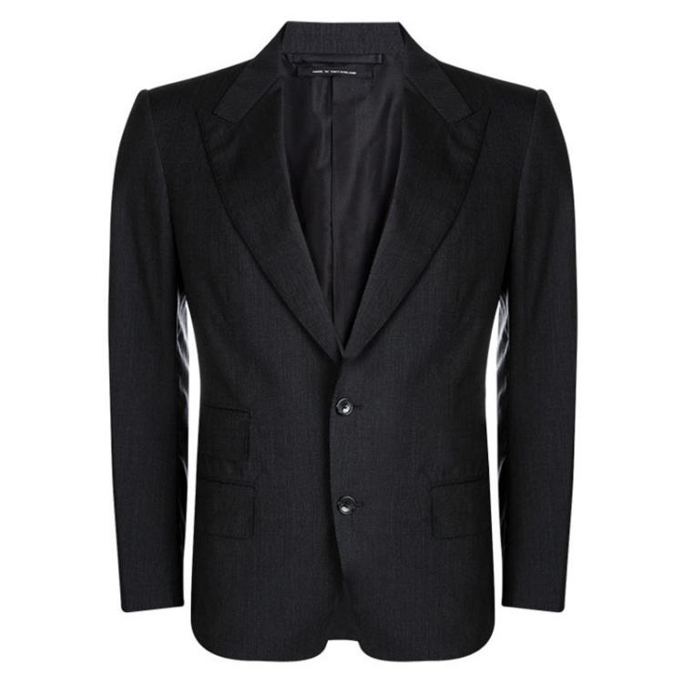 Pre Owned Tom Ford Grey Wool Regular Fit Suit M