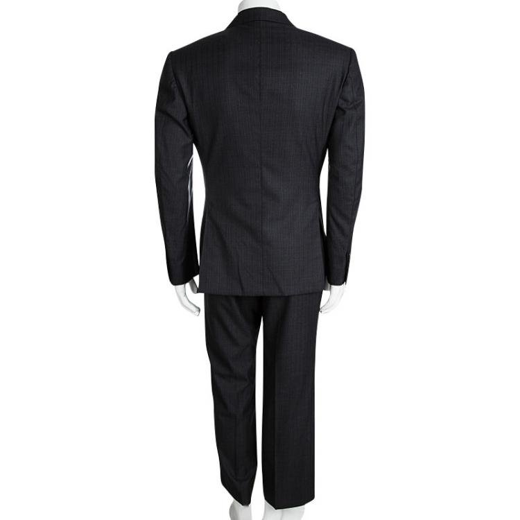 مملوكة مسبقًا Tom Ford Grey Wool Striped Regular Fit Suit M