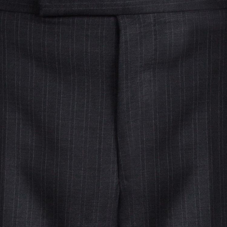 مملوكة مسبقًا Tom Ford Grey Wool Striped Regular Fit Suit M