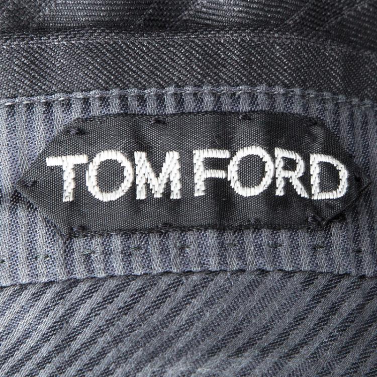 مملوكة مسبقًا Tom Ford Grey Wool Striped Regular Fit Suit M