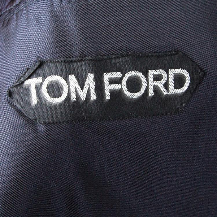 Pre Owned Tom Ford Navy Blue Striped Regular Fit Wool Suit M