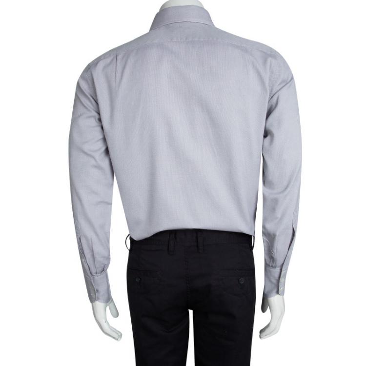 Pre Owned Tom Ford Lavender Textured Cotton Long Sleeve Button Front Shirt M