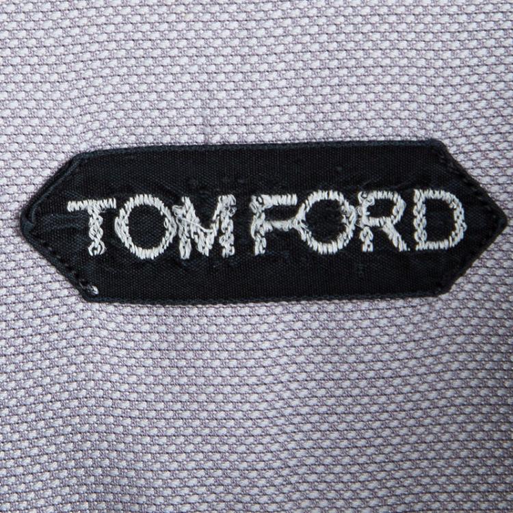 Pre Owned Tom Ford Lavender Textured Cotton Long Sleeve Button Front Shirt M