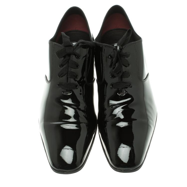 Pre Owned Tom Ford Black Patent Leather Gianni Evening Lace Up Oxfords Size 42
