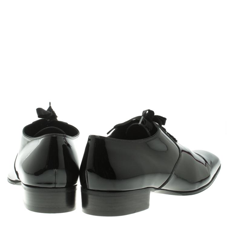 Pre Owned Tom Ford Black Patent Leather Gianni Evening Lace Up Oxfords Size 42
