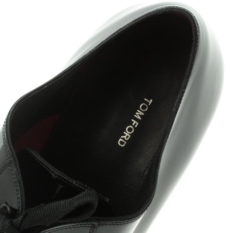 Pre Owned Tom Ford Black Patent Leather Gianni Evening Lace Up Oxfords Size 42