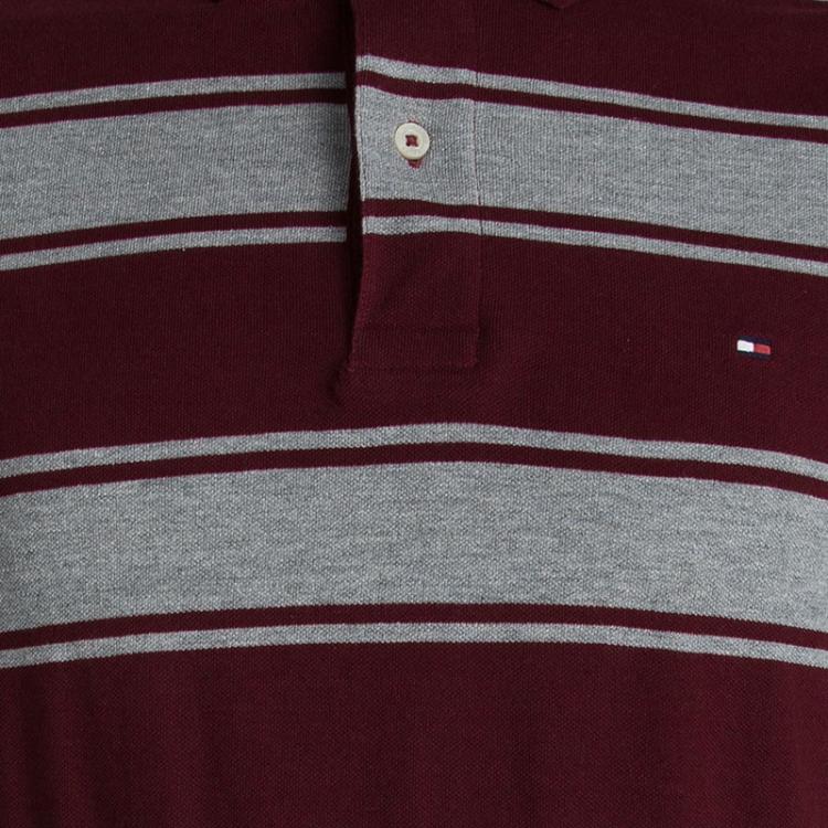 Pre Owned Tommy Hilfiger Red And Grey Striped Custom Fit Polo T- Shirt M