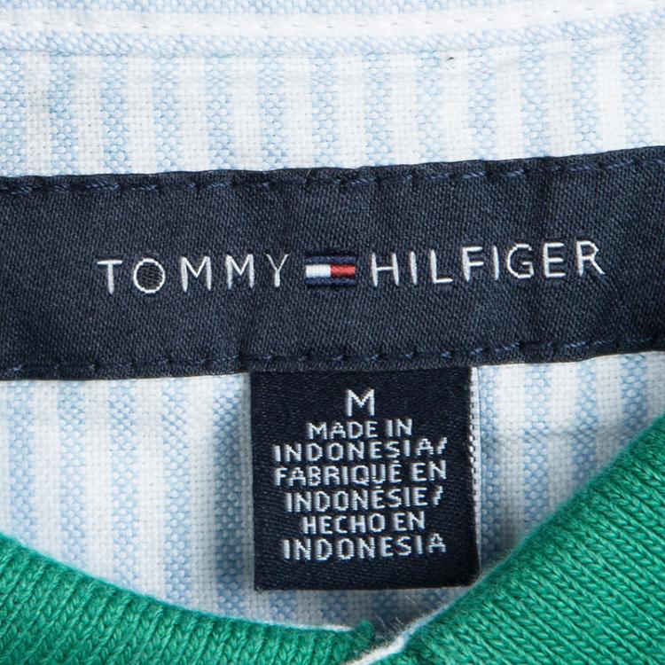 Pre Owned Tommy Hilfiger Green Short Sleeve Polo T-Shirt M