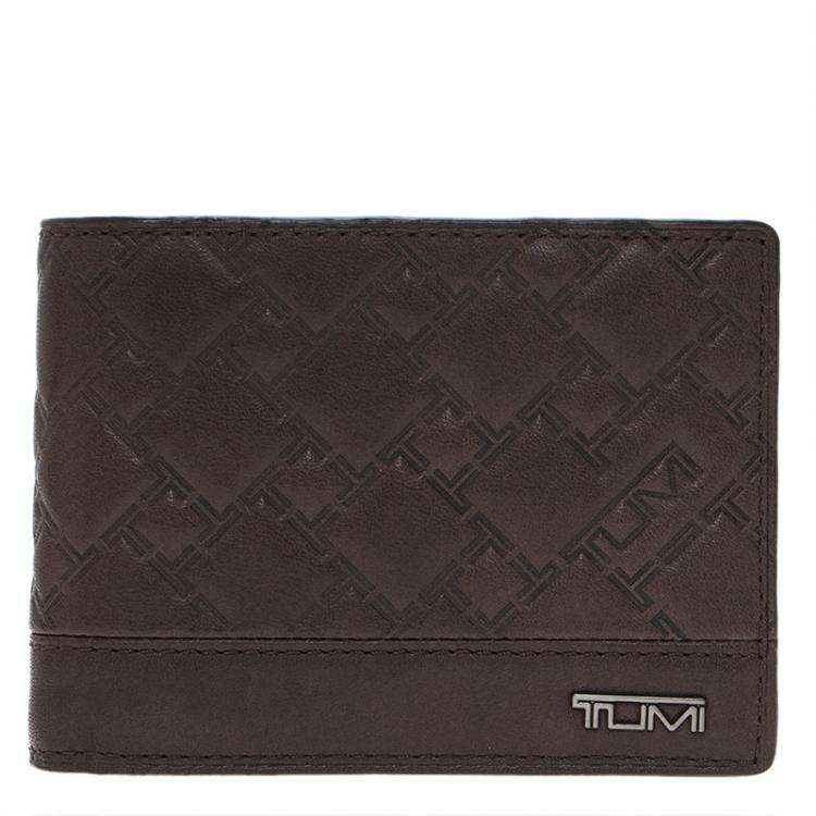 Pre Owned Tumi Brown Logo Bifold Wallet 