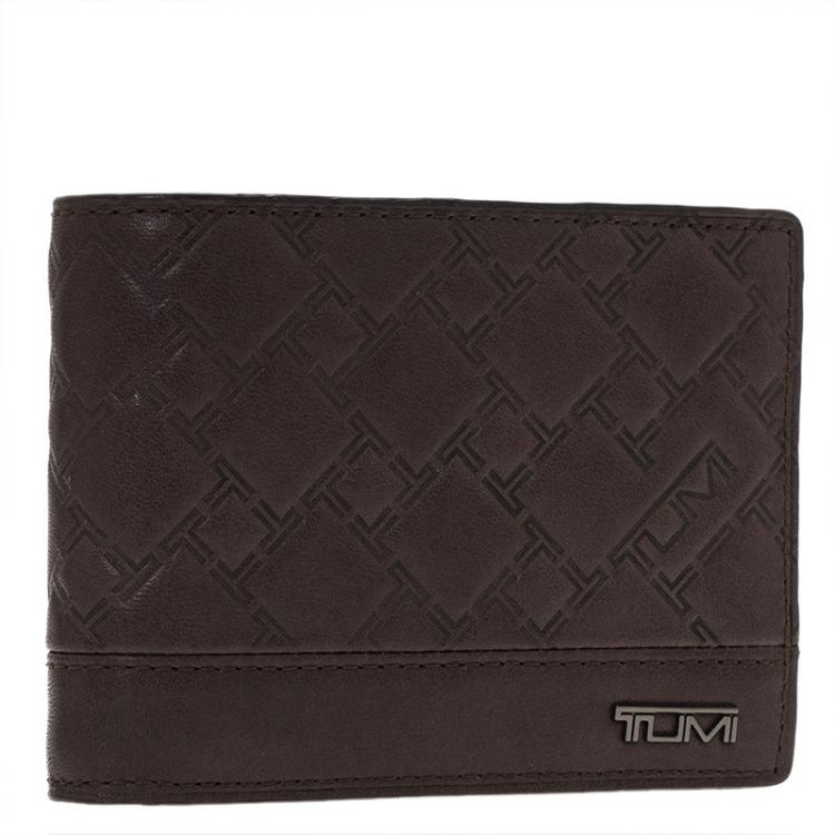 Pre Owned Tumi Brown Logo Bifold Wallet 