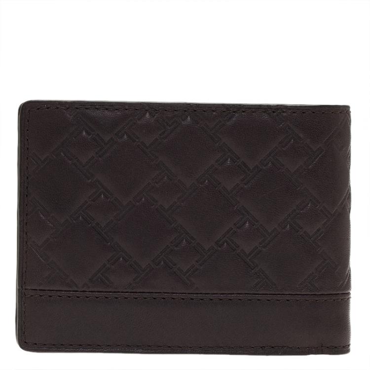 Pre Owned Tumi Brown Logo Bifold Wallet 