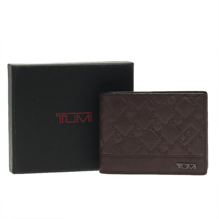 Pre Owned Tumi Brown Logo Bifold Wallet 
