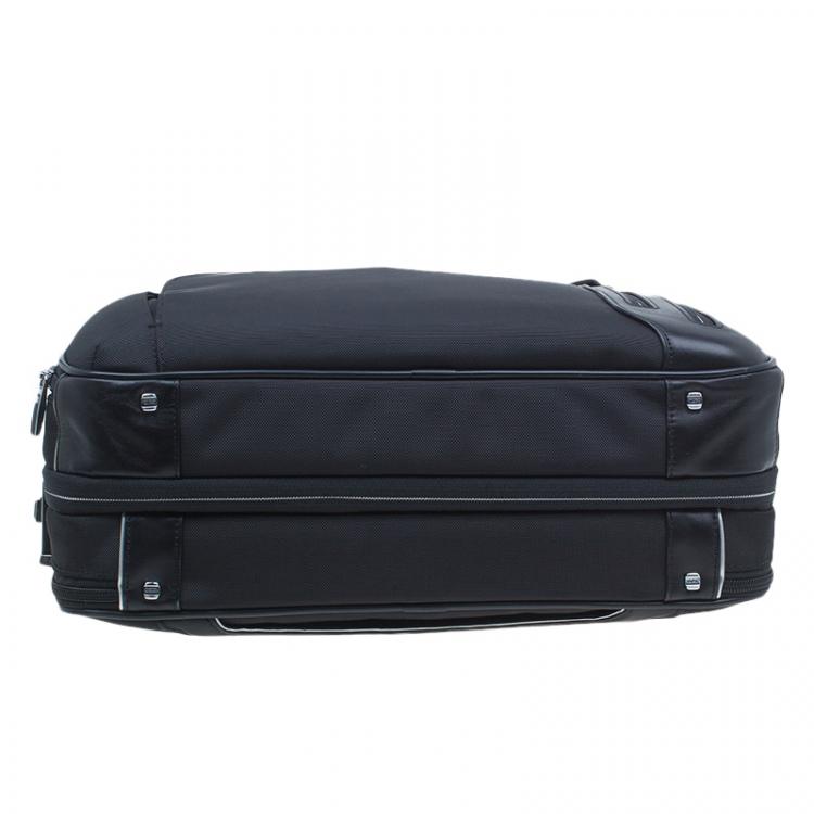 Pre Owned Tumi Black Canvas T-Pass Kennedy Deluxe Brief Laptop Bag