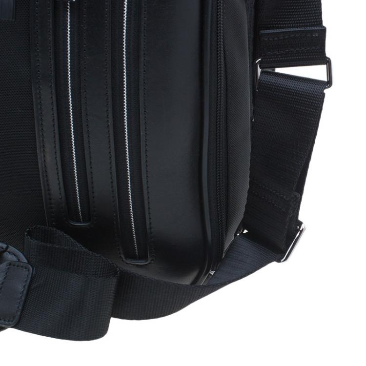 Pre Owned Tumi Black Canvas T-Pass Kennedy Deluxe Brief Laptop Bag