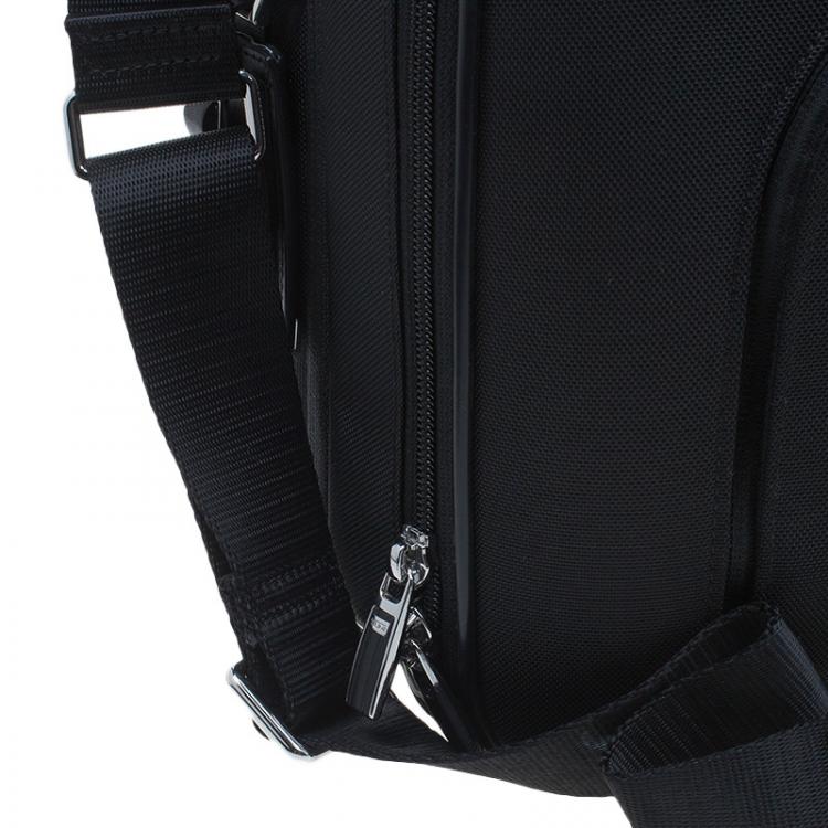 Pre Owned Tumi Black Canvas T-Pass Kennedy Deluxe Brief Laptop Bag