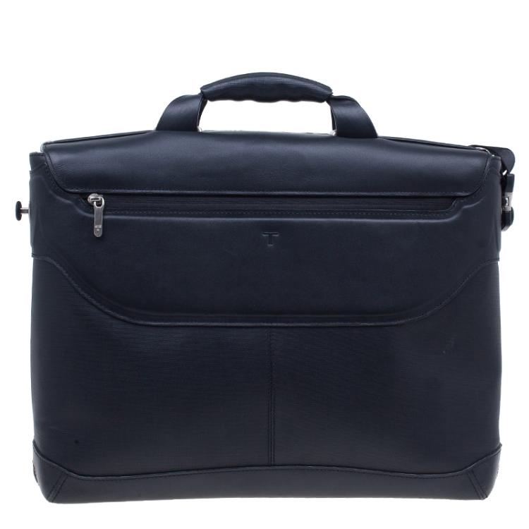 مملوكة مسبقًا Tumi Black Leather Formula T Compartment Bag