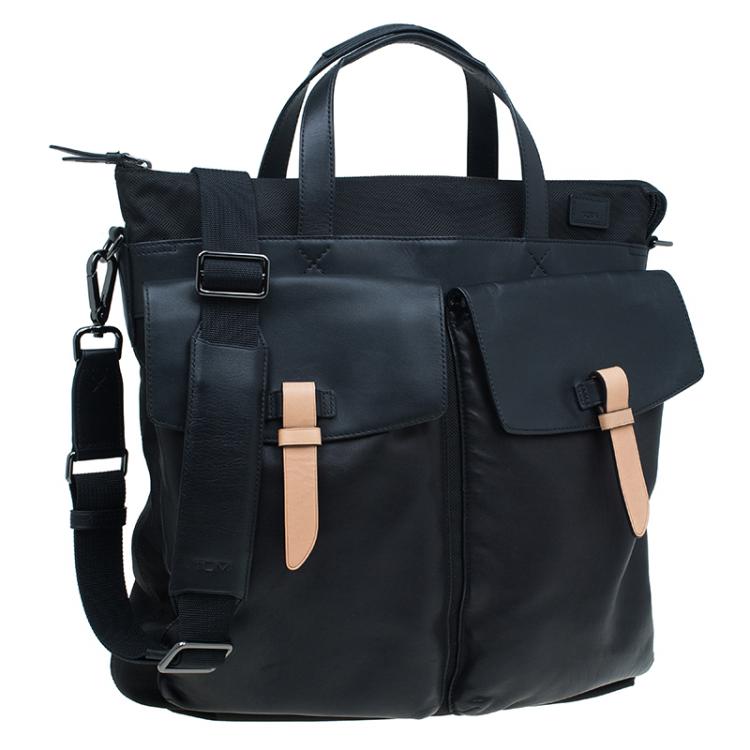 Pre Owned Tumi Black Nylon and Leather Santa Monica Whitfield Helmet Tote