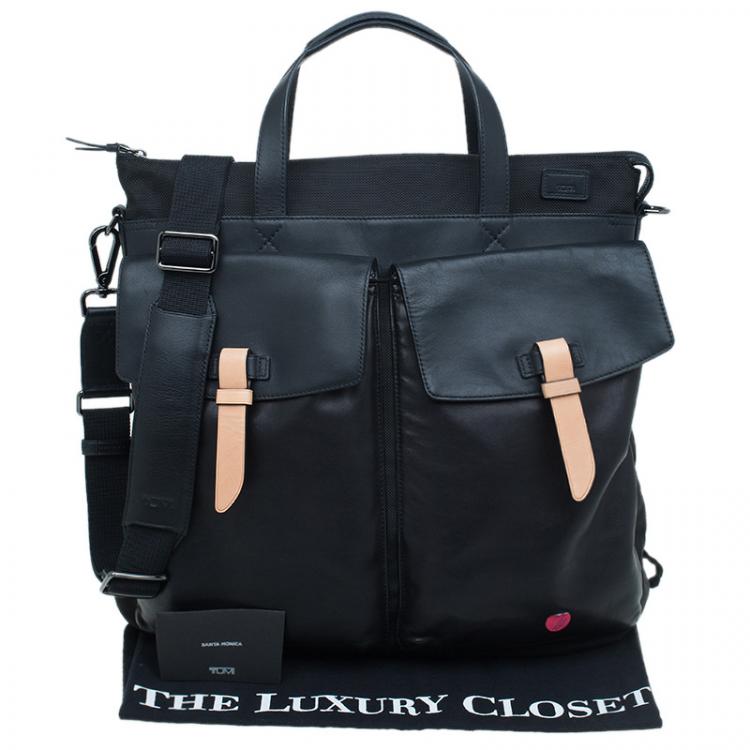 Pre Owned Tumi Black Nylon and Leather Santa Monica Whitfield Helmet Tote