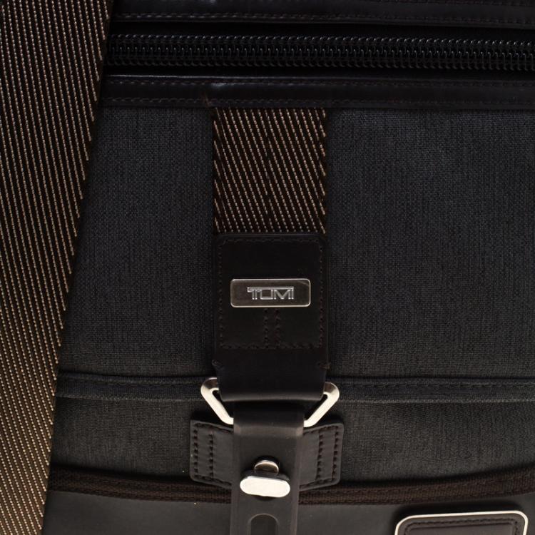 Pre Owned Tumi Grey/Brown Canvas and Leather Alpha Bravo Annapolis Messenger Bag