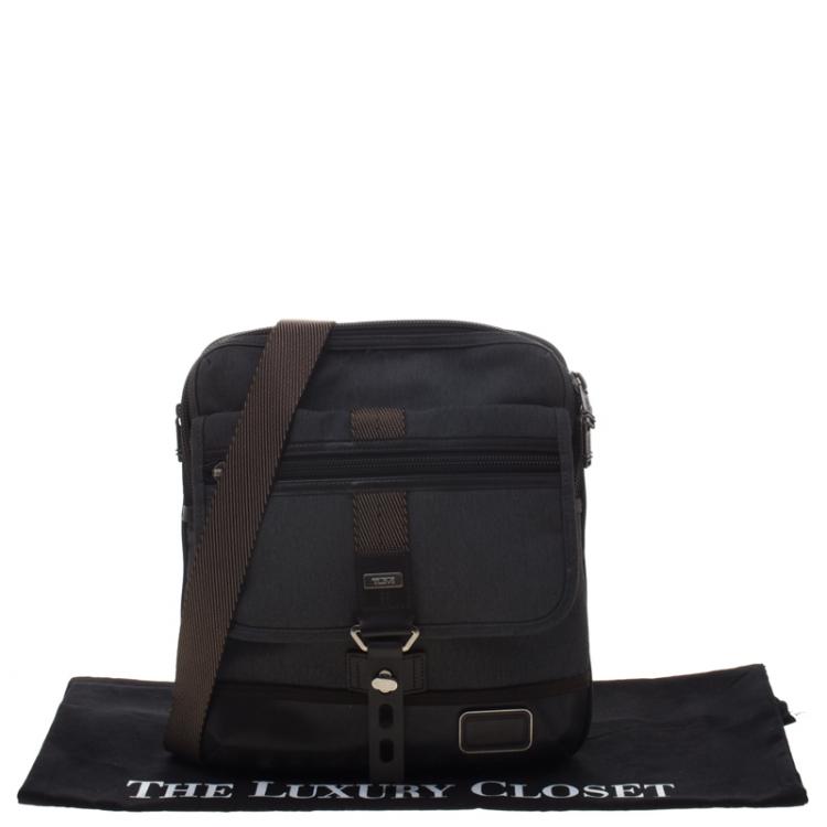 Pre Owned Tumi Grey/Brown Canvas and Leather Alpha Bravo Annapolis Messenger Bag