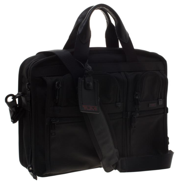 Pre Owned Tumi Black Nylon Alpha T-Pass Expandable Laptop Briefcase