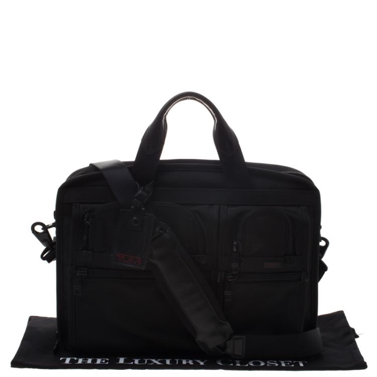 Pre Owned Tumi Black Nylon Alpha T-Pass Expandable Laptop Briefcase
