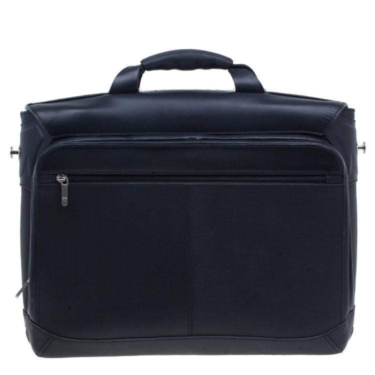 Pre Owned Tumi Black Leather Formula T Compartment Bag with Outer Compartment 