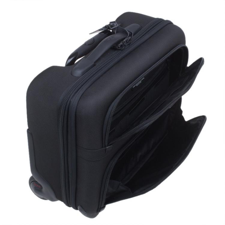 Pre Owned Tumi Black Canvas Alpha Compact Wheeled Brief Trolley