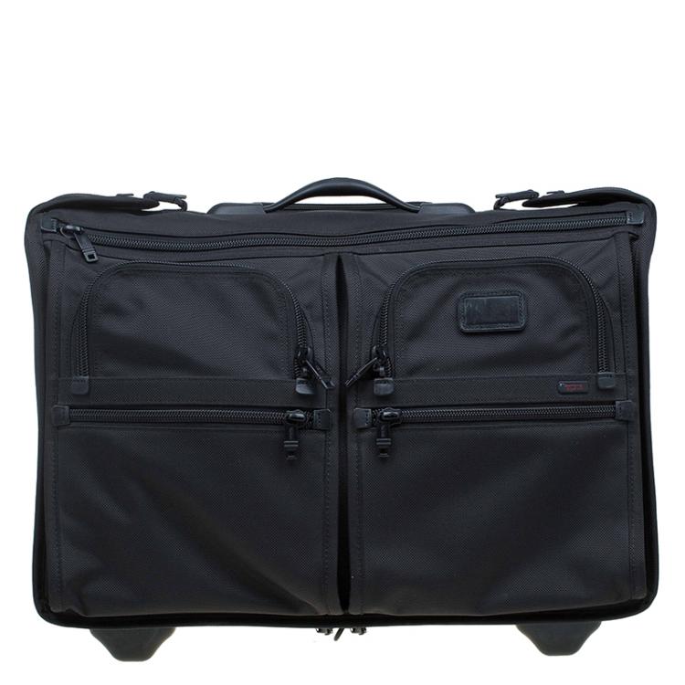 Pre Owned Tumi Black Nylon Carry On Garment Rolling Suitcase
