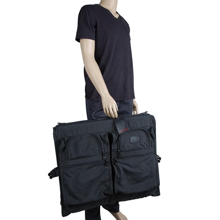 Pre Owned Tumi Black Nylon Tri Fold Garment Luggage Travel Bag