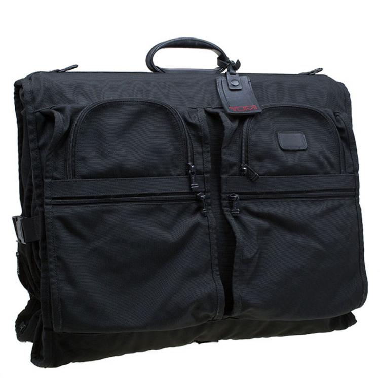Pre Owned Tumi Black Nylon Tri Fold Garment Luggage Travel Bag