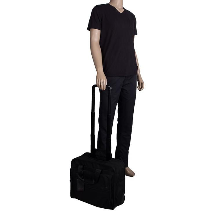 Pre Owned Tumi Black Nylon Carry On Garment Rolling Suitcase