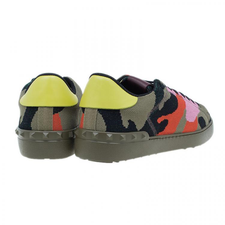 Pre Owned Valentino Multicolor Camouflage Canvas Sneakers Size 43