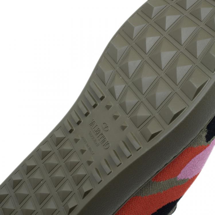 Pre Owned Valentino Multicolor Camouflage Canvas Sneakers Size 43