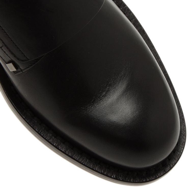 Pre Owned Valentino Black Leather Hard Walk Monk Strap Derby Size 42