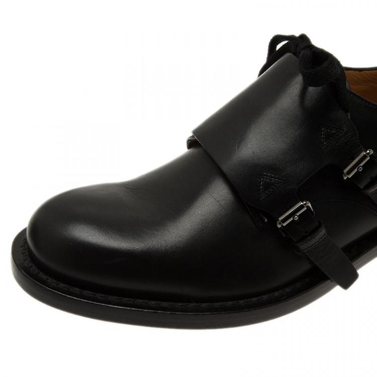 Pre Owned Valentino Black Leather Hard Walk Monk Strap Derby Size 42