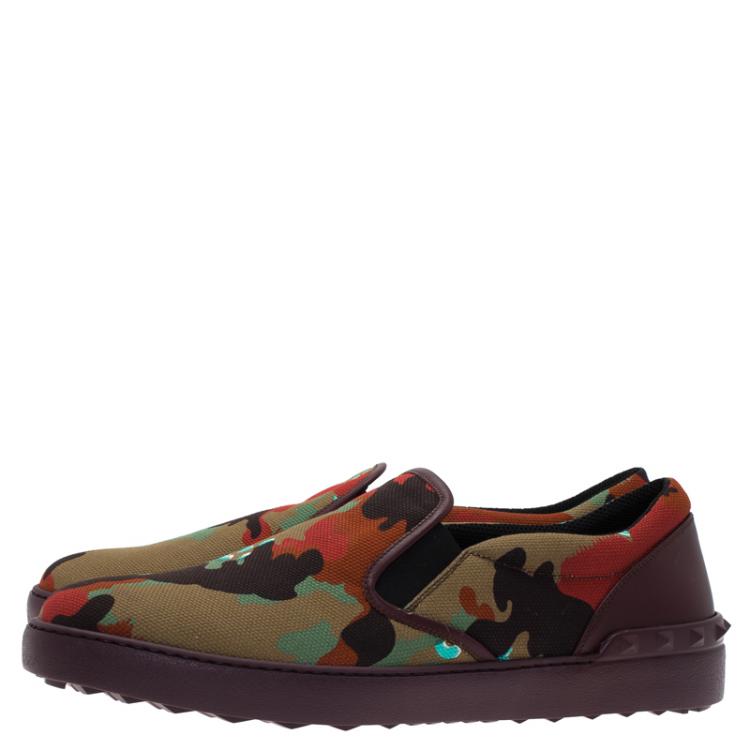 Pre Owned Valentino Psychedelic Camo Canvas Skate Sneakers Size 45