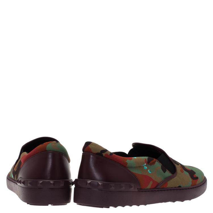 Pre Owned Valentino Psychedelic Camo Canvas Skate Sneakers Size 45