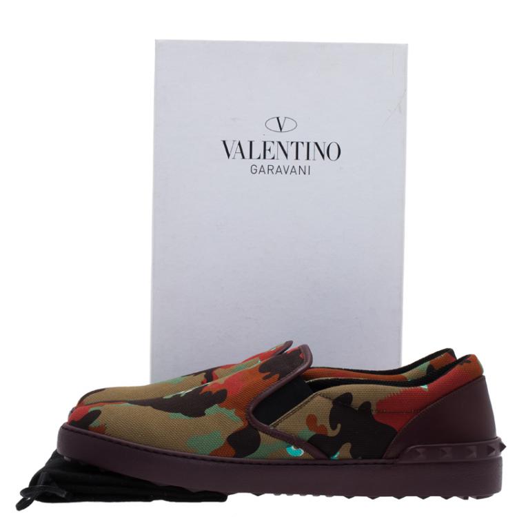 Pre Owned Valentino Psychedelic Camo Canvas Skate Sneakers Size 45