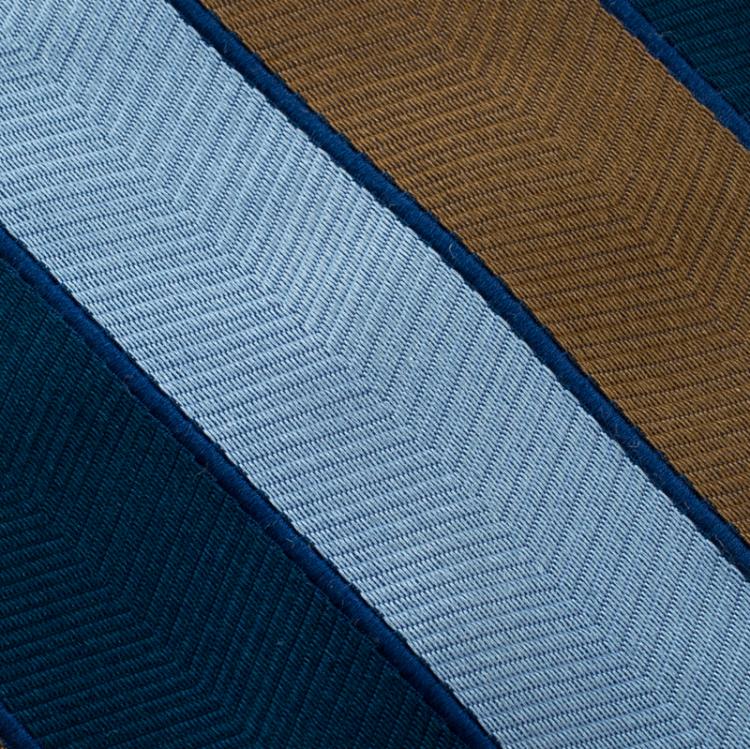 Pre Owned Valentino Multicolor Striped Woven Silk Traditional Tie	