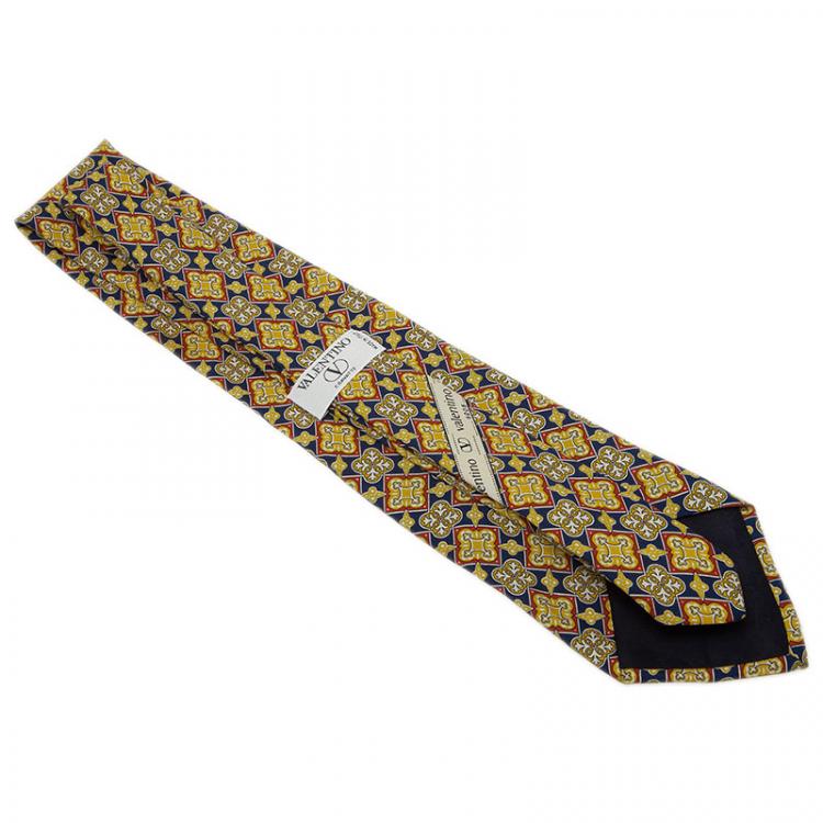 Pre Owned Valentino Multicolor Printed Silk Tie 