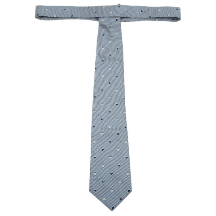 Pre Owned Valentino Grey Silk Patterned Tie 