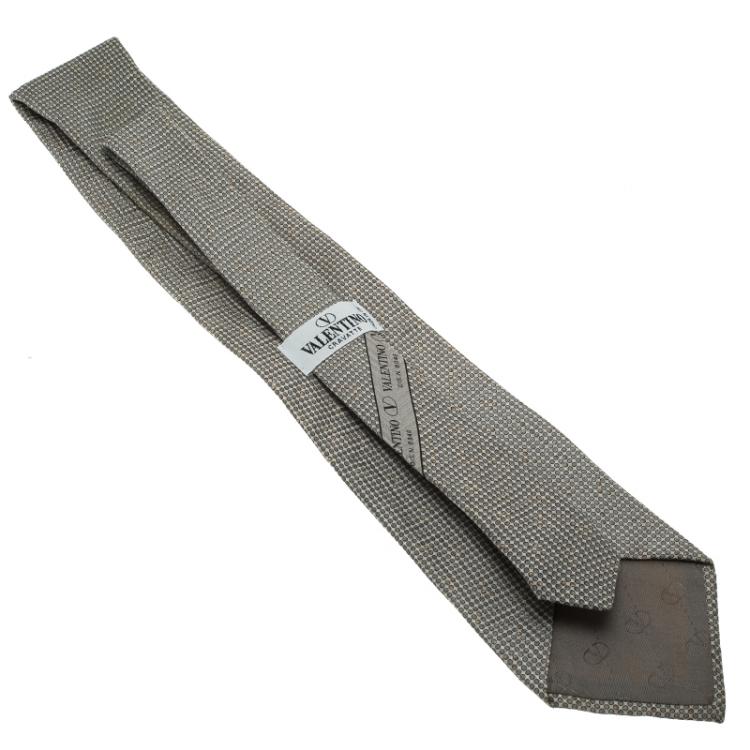 Pre Owned Valentino Grey Polka Dot Silk Tie