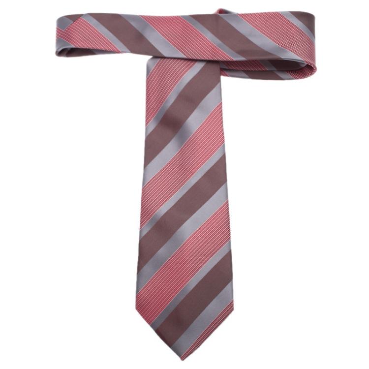 Pre Owned Valentino Red Striped Silk Tie