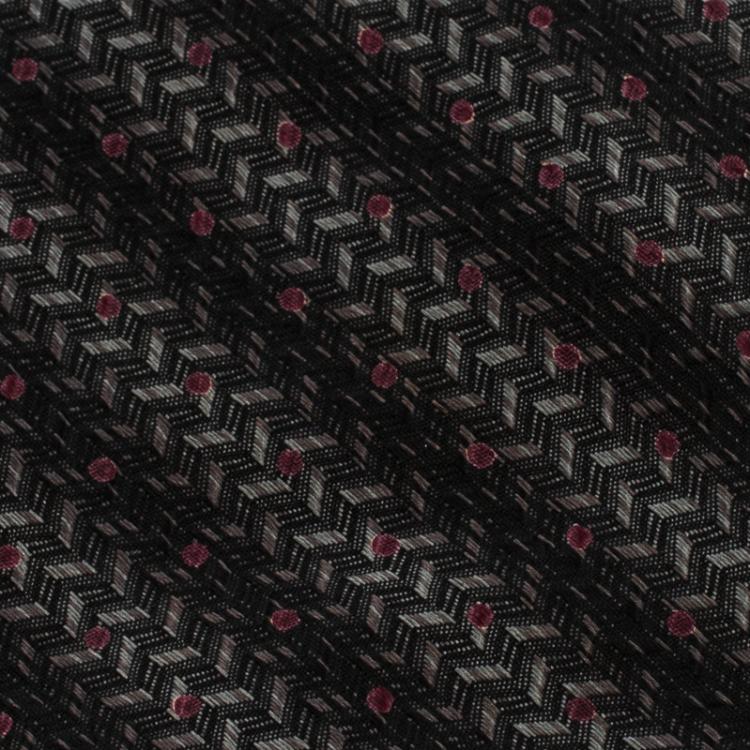 Pre Owned Valentino Monochrome Textured Dotted Traditional Silk Tie